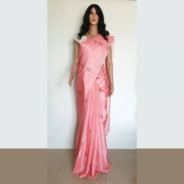 Satin Saree pink